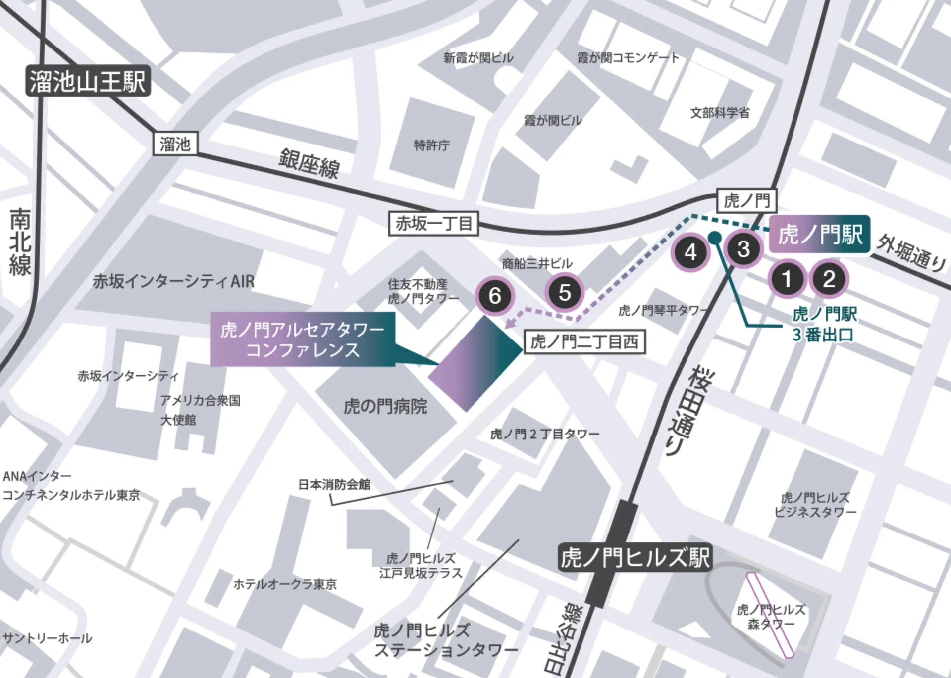 銀座線「虎ノ門駅」からのアクセスs地図